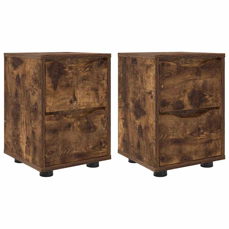 30.5cm W Manufactured Wood Bedside Table, Smoked Oak