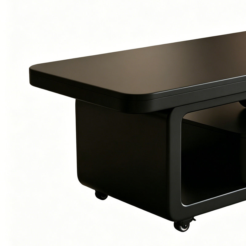 Table basse haut de gamme Italian Light Luxury, Noir, H 17,71 po x L 35,43 po x l 19,68 po, Noir