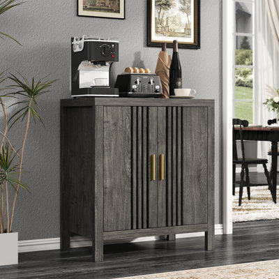 31.5" W Farmhouse Sideboard Buffet Cabinet, Storage Cabinet With Fence Doors & Adjustable Shelf, Floor Storage Cabinet Coffee Bar Cabinets For Entrywa by August Grove