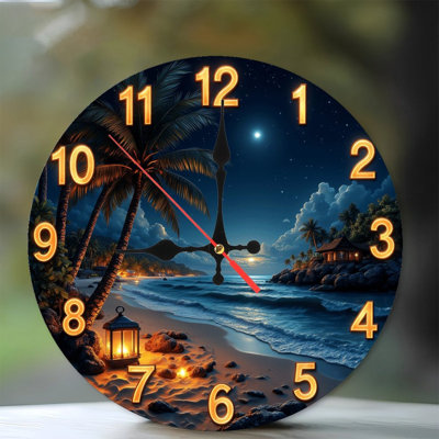 Horloge murale plage tropicale