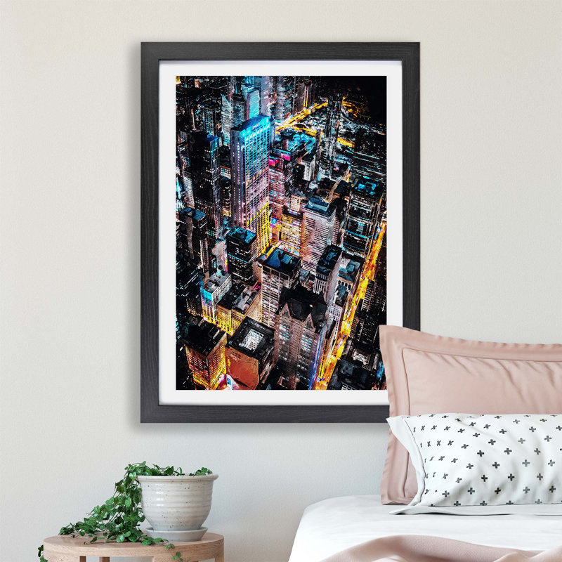 Lights of Chicago City - Framed Print, 24cm H x 33cm W x 2cm D, Black