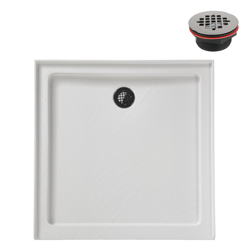 Streamline 36 in. x 36 in. Alcove Acrylic Shower Base in Matte White with Center Drain, Drain Included, Matte White
