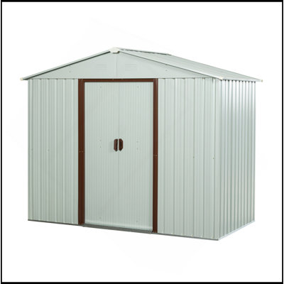 Remise de rangement extérieure en métal 6 pi x 5 pi avec base en métal, blanc