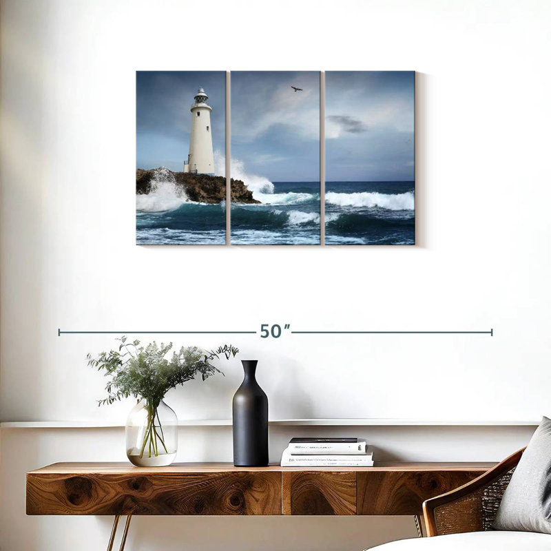 Coastal White Lighthouse, 20" H x 33" W