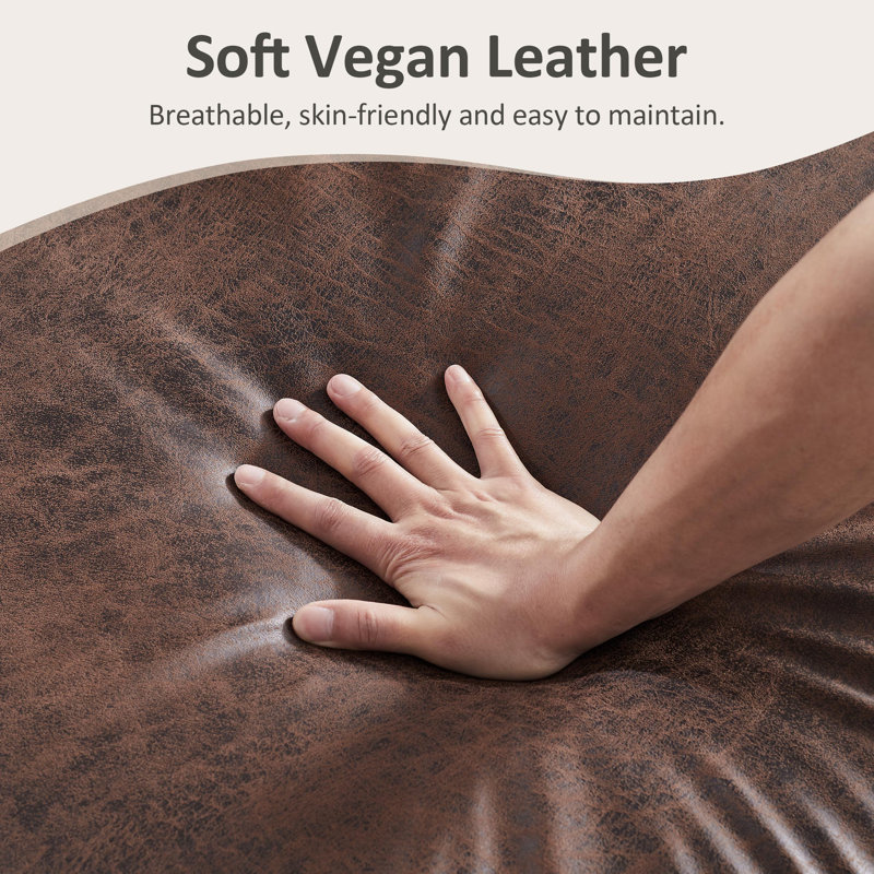 Steljana Faux Leather U-Shaped Sectional Symmetrical, Vintage Brown Faux Leather
