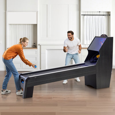 9 ft Roll & Score Arcade Game Table LED Electronic Scorer Home Game Room 4 Balls