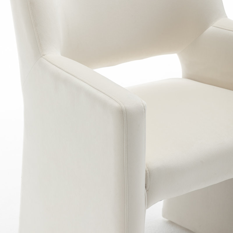 Chaise rembourrée en velours Hambrook, Beige