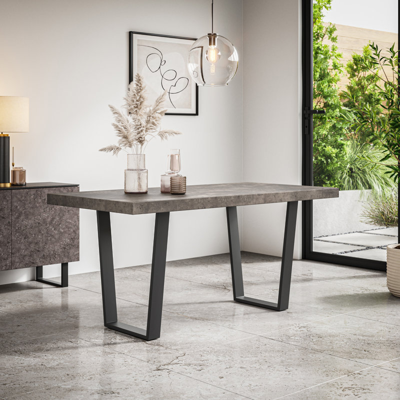 Shardul Dining Table Modern Table w Black Legs, Grey