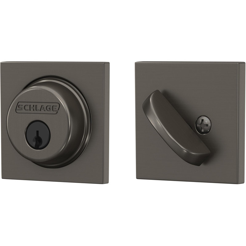 Single Cylinder Deadbolt with Collins Trim, Black Stainless