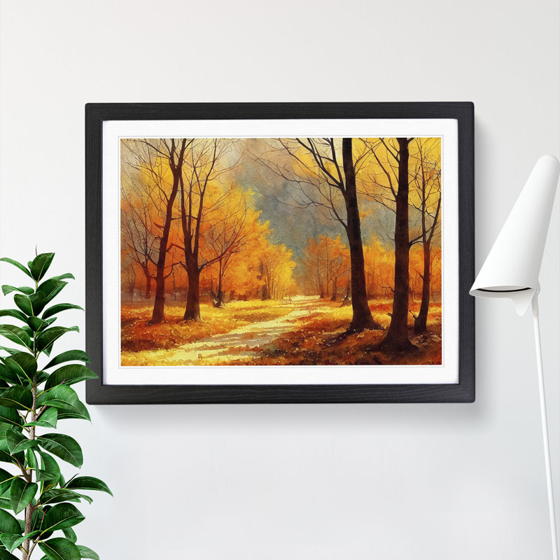Forest In Autumn Vol.3 - Single Picture Frame Print, 25cm H x 34cm W x 2cm D, Black Framed