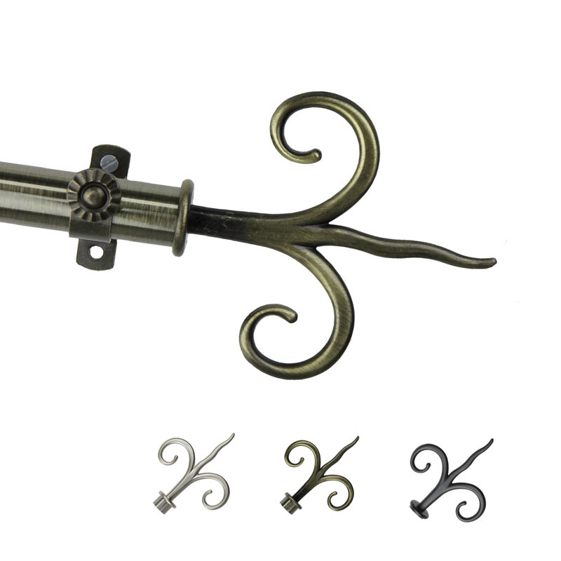 Tringle à rideaux simple Lysia, Laiton antique, 18” - 28”