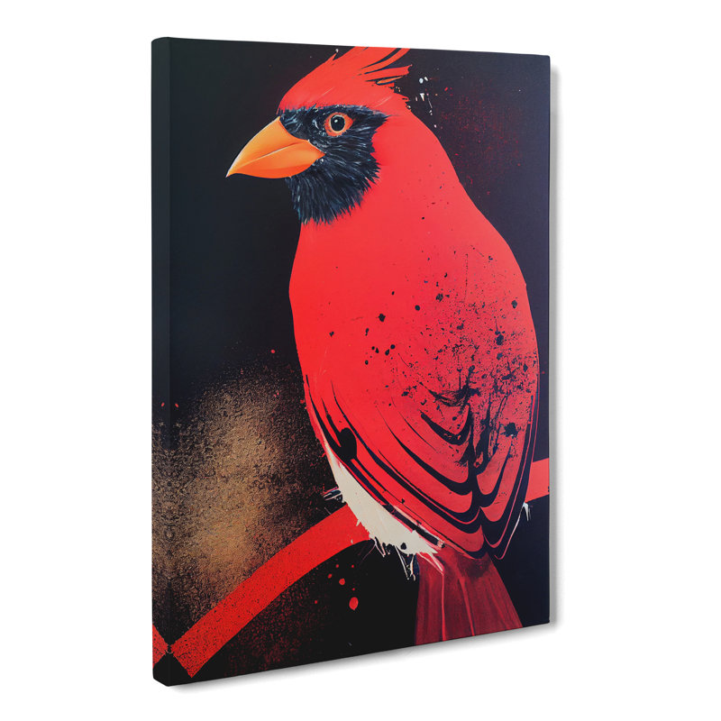 Cardinal Bird Splatter - Wrapped Canvas, 50cm H x 35cm W x 3cm D
