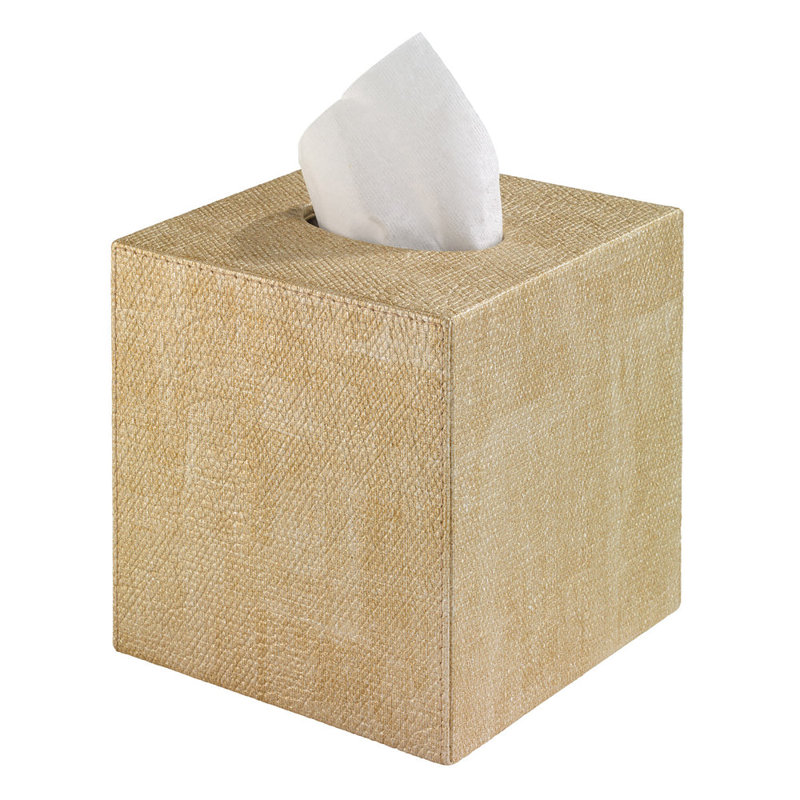 Luster Tissue Box Cover, Gold