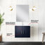 Meuble-lavabo 24 po x 22 po bleu marine avec comptoir en quartz blanc, miroir 18 po et robinet inclus