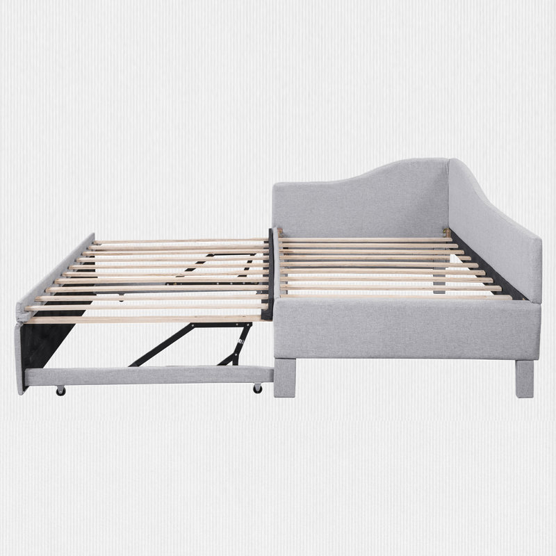 Twin Size Daybed with Pop-Up Trundle, Gray