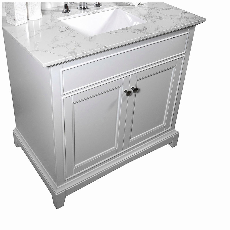 Plateau de commode pour salle de bain Montary de 31 po avec plateau rectangulaire en céramique de style nouveau Carrare