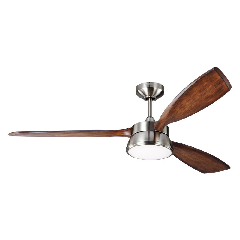 Alianny Ceiling Fan with Light Kit, Brushed Steel with Koa Blades