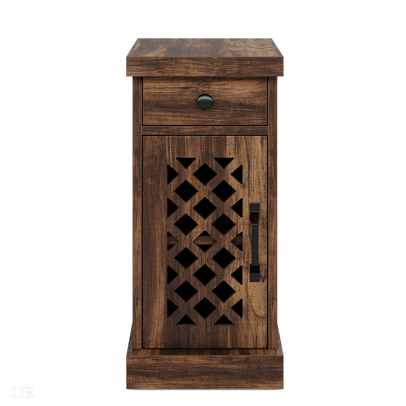 Table de bout étroite avec tiroir et armoire Rustic