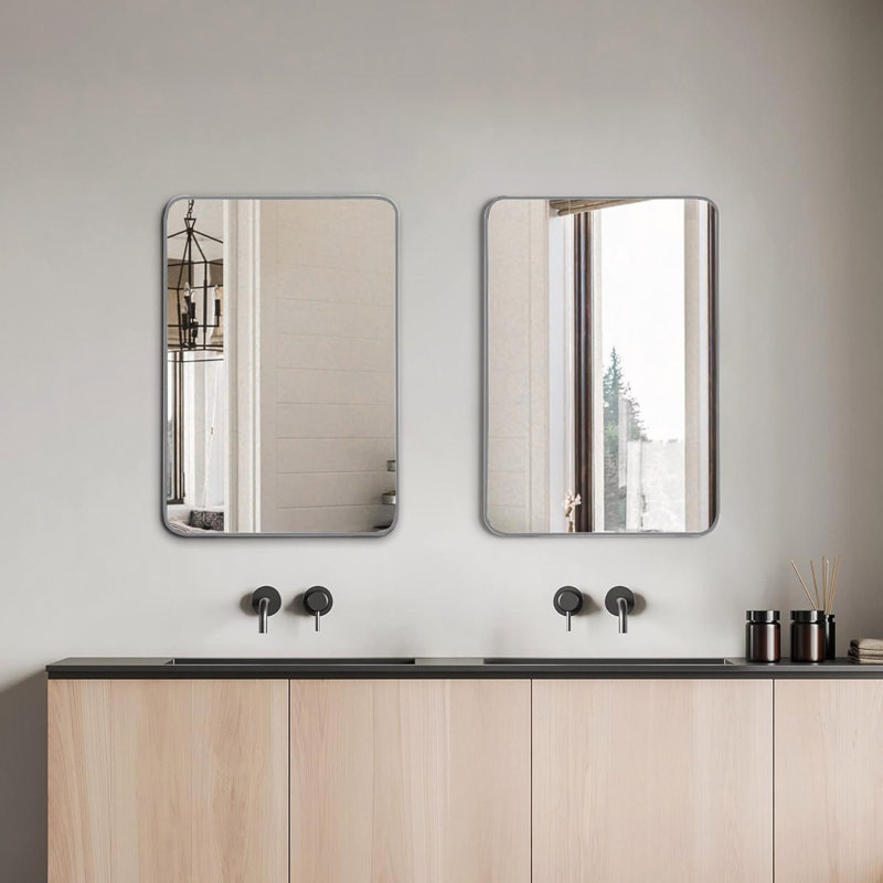 Miroir de salle de bain 24x32 ", Argent argent, 32 po x 24 po
