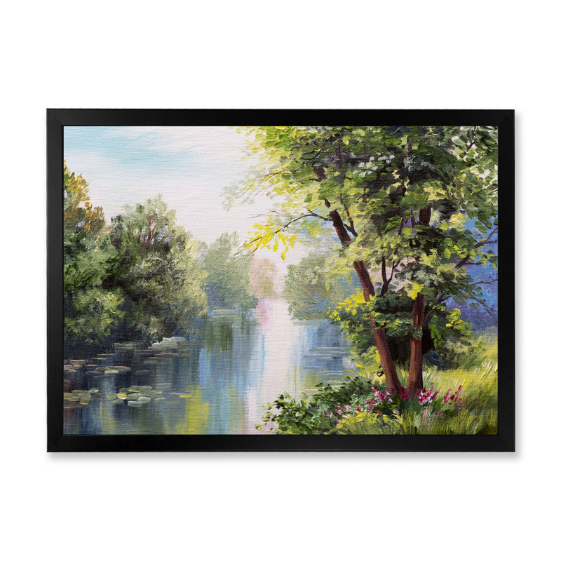 Peinture de paysage sur toile, H 12 po x l 20 po x P 1 po, Cadre noir