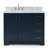 Freitas 43'' Solid Wood Single Bathroom Vanity in Midnight Blue with 0.75'' Carrara Marble Top, Left Offset, Oval Sink-2097261888-2131639923-2131639924