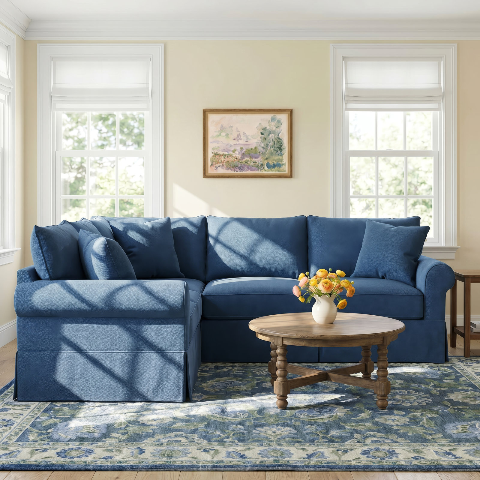 Amari Slipcovered L-Sectional, Left Hand Facing, Cruise Adrift Woven Stripe