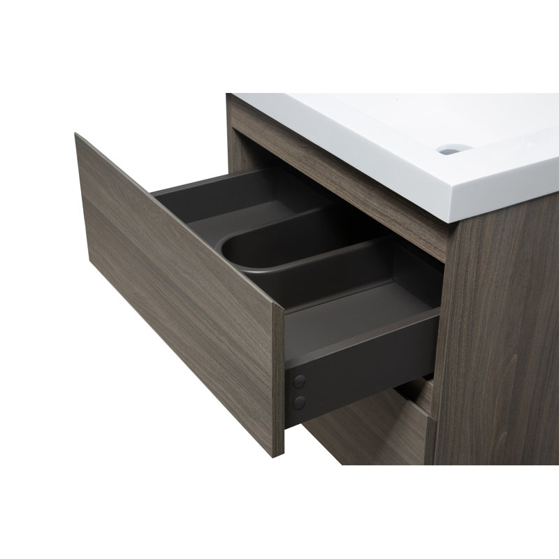 Meuble-lavabo flottant avec lavabo, Gris, 24"