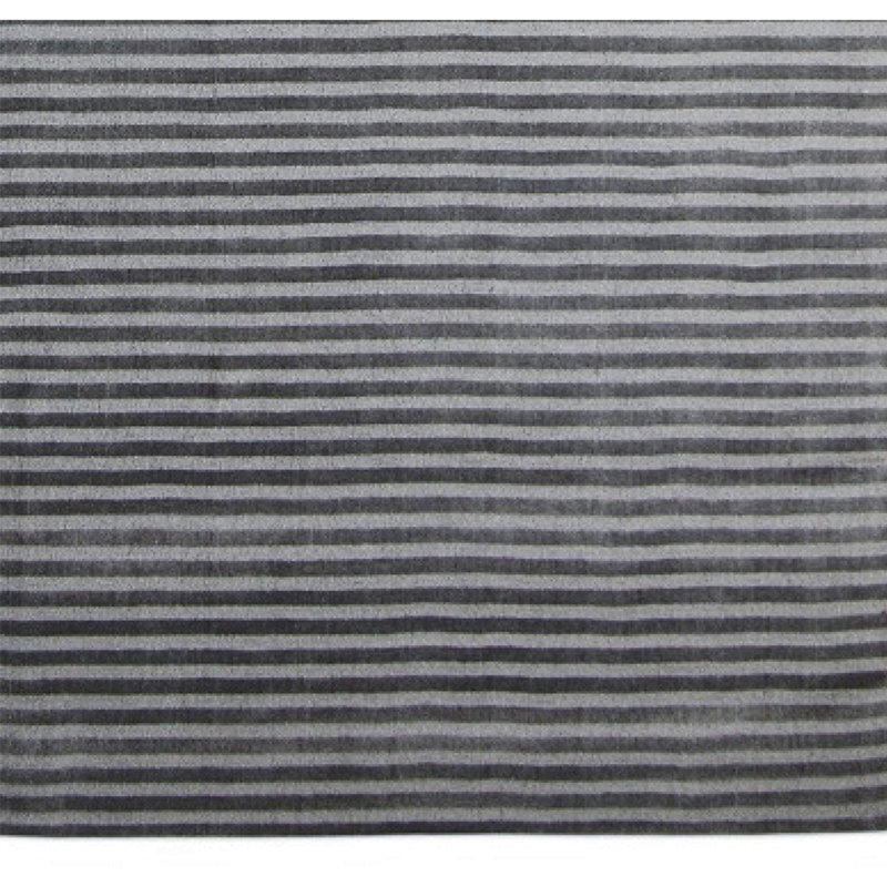 Hand Knotted Wool Striped Area Rug in Charcoal/Gray, Rectangle 8' x 10', Dark Gray