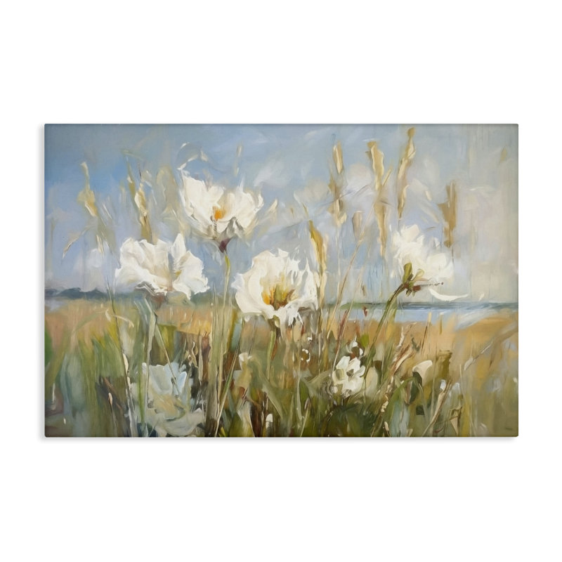 «Soft Seaside Wildflowers», art mural sur toile par Ramona Murdock, H 16 po x l 24 po