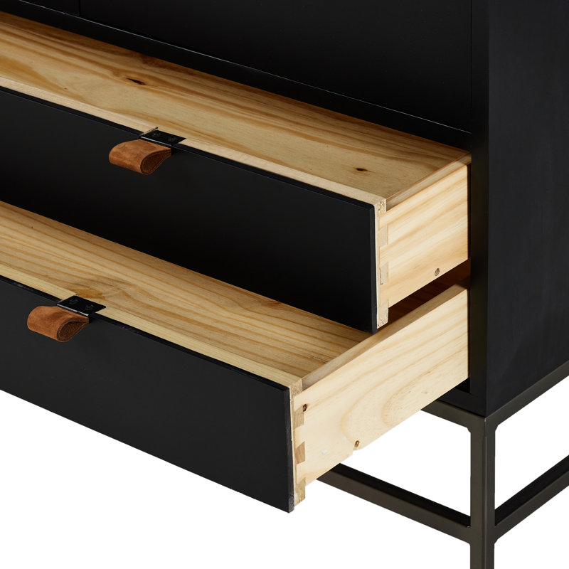 Trey Solid Wood Accent Cabinet, Black Wash Poplar