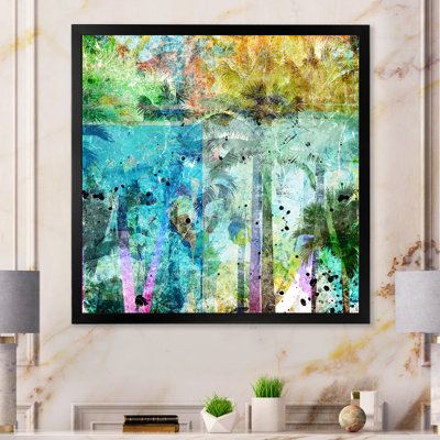 «Grunge Miami Tropical Palm», reproduction d'art sur toile tropicale