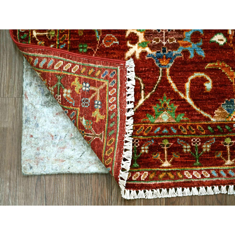 2 pi 7 po x 3 pi 10 po rouge rouille, tissage dense, laine douce, colorants végétaux, sultan afghan avec motif floral sur l'ensemble, noué à la main, échantillon, tapis, tapis oriental