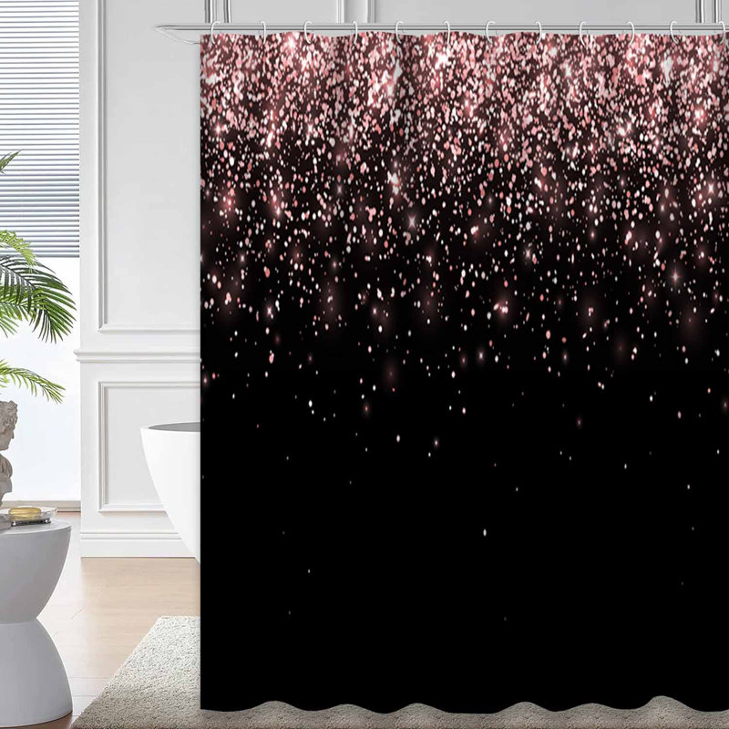 Rideau de douche rose et rose avec 12 crochets, L 72 po x l 84 po