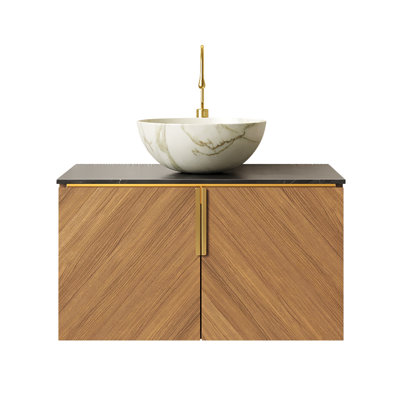 Meuble-lavabo moderne de 30 po avec rangement spacieux, armoire en contreplaqué de qualité supérieure et évier en pierre durable