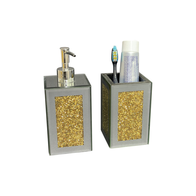 Distributeur de savon carré 2 pièces Ambrose, Or