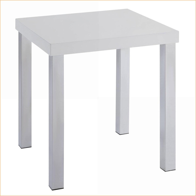 Table basse blanche en chrome ultrabrillant pour salon / chambre à coucher, surface durable et amp; Style sophistiqué