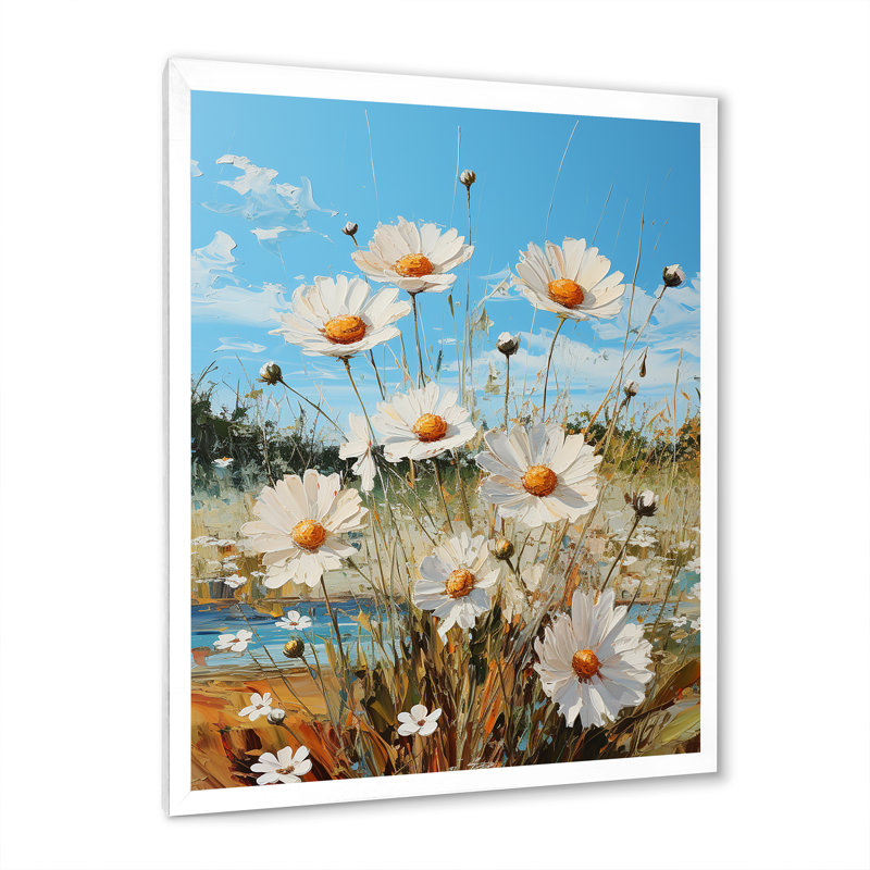 Daisy Dreamscape Flowers Field I, Cadre simple blanc, H 20 po x l 12 po x P 1 po