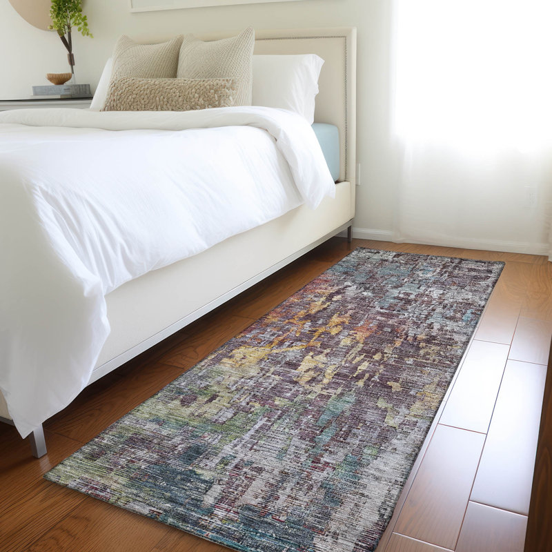 Machine Washable Indoor/Outdoor Claudian ACN1237 Pewter Rug, Runner 2'3" x 7'6"