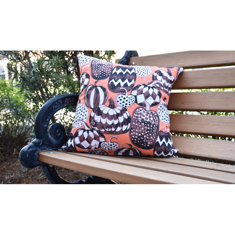Witches Brew Outdoor Reversible Throw Pillow, 18" x 18", Orange