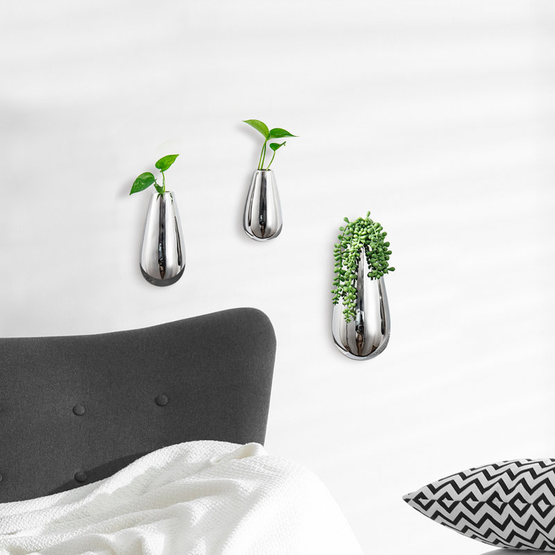 Ceramic Wall Planter, Silver