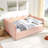 Full Size Cozy Gingham Daybed With Two Storage Drawers, With USB Port And Adorable Wave Shaped, Linen Fabric-1656368007-1656368002