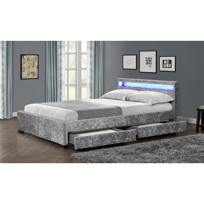 Comet Upholstered Ottoman Storage Bed, Double (4'6), Silver
