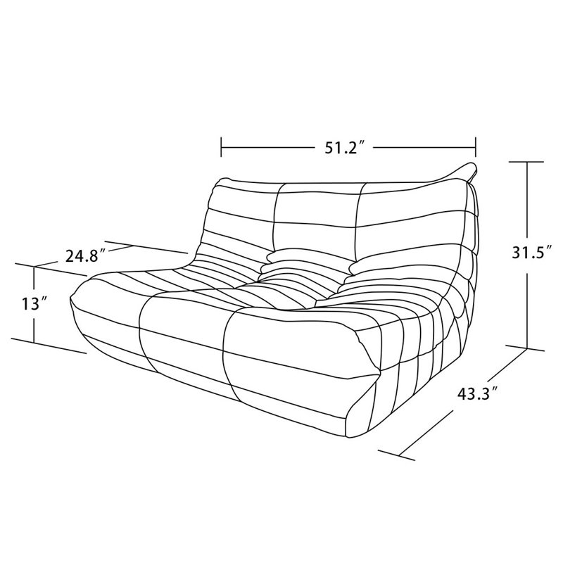 Cozy Modern Lounge 2 places, Microfibre / microsuède beige