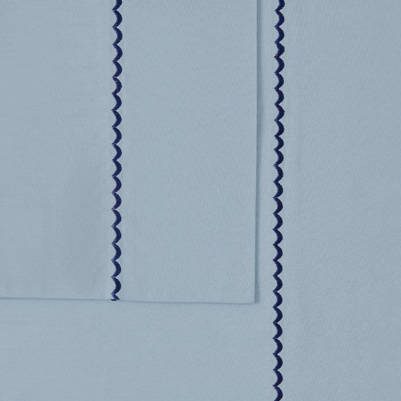 Ensemble de draps Ocean Percale, Ensemble de draps pour grand lit avec un drap-hous, Bleu clair