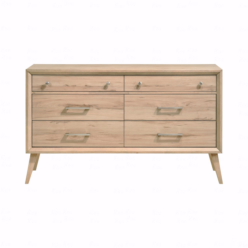 Commode de style classique avec 6 tiroirs au fini chêne naturel