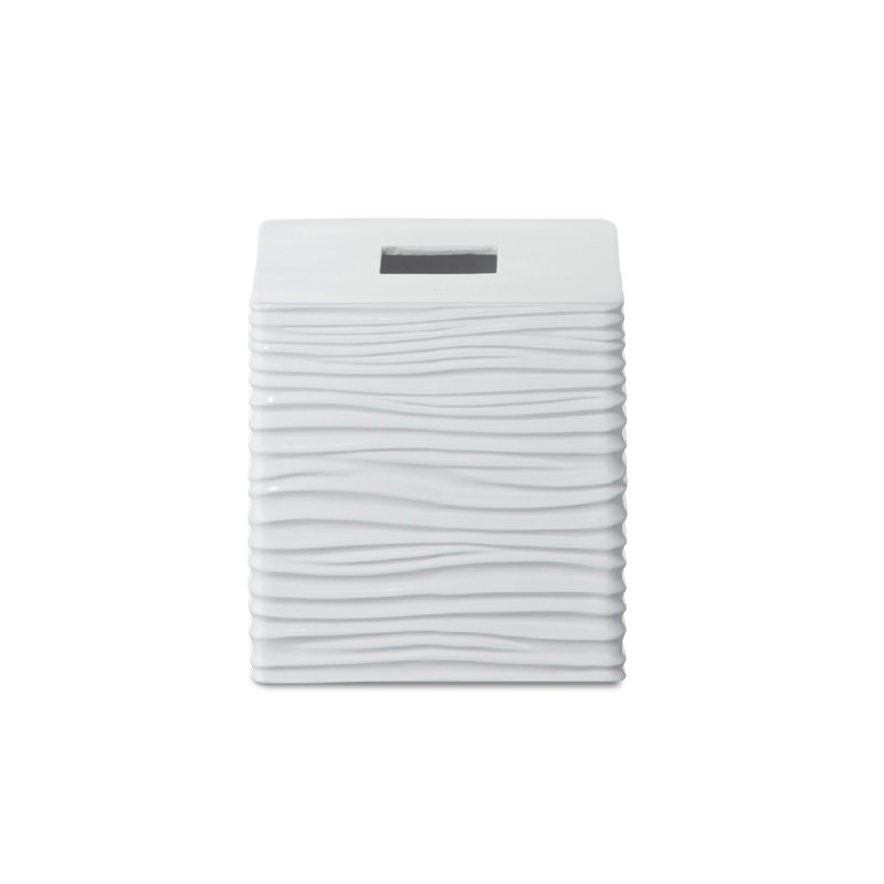 White Ceramic Rippled Tissue Box Cover