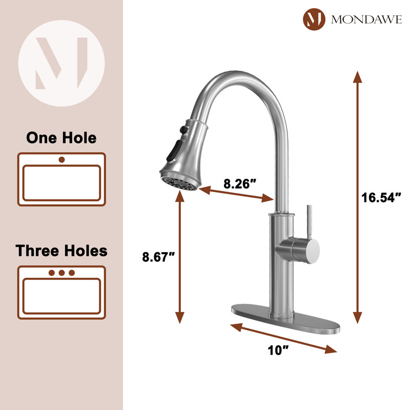 Mondawe Kitchen Faucet, Brushed Nickel