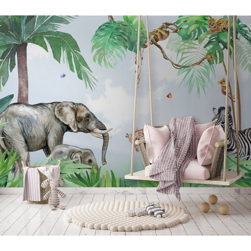 Papier peint girafe tropicale, L 48,96 po x l 75 po