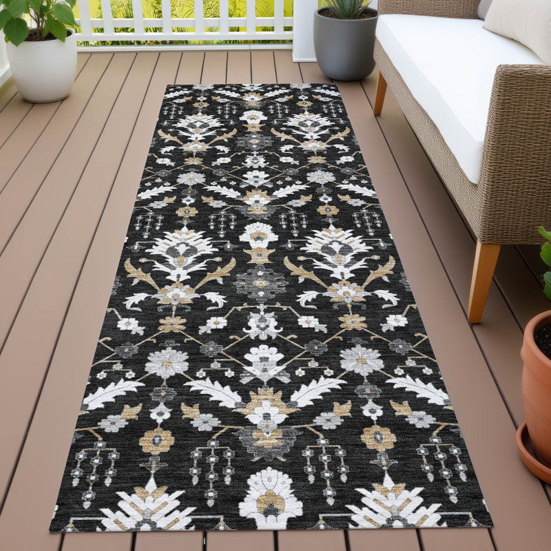 Tapis intérieur / extérieur lavable à la machine Chantille ACN2857 Global, Noir, Tapis de couloir 2 pi 3 po x 7 pi 6 po