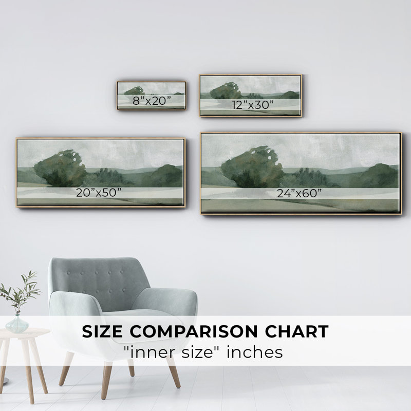 «Soft Green Landscape I», toile encadrée, H 8 po x l 20 po